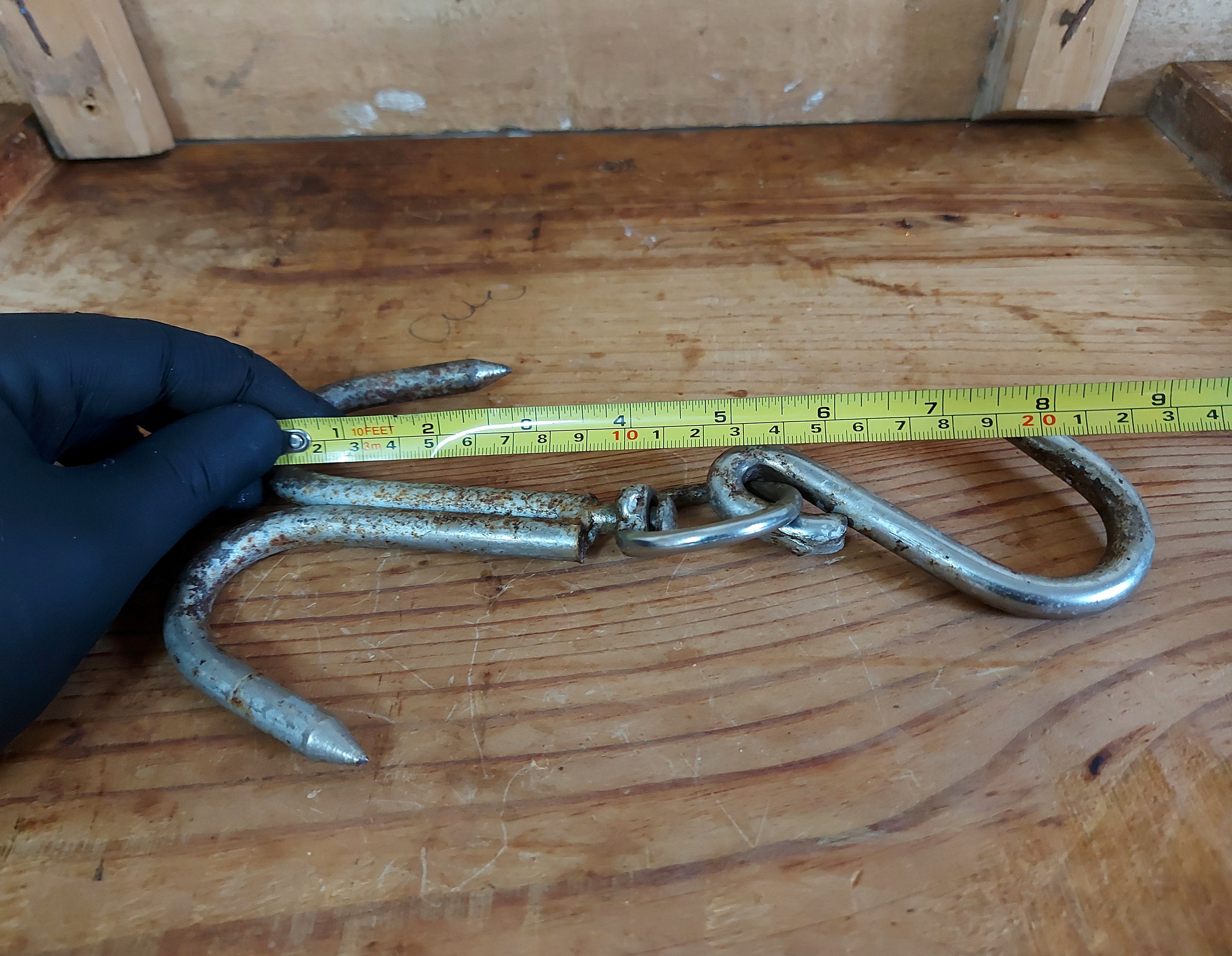Antique Butcher Hook primitive hand double hooks Etsy