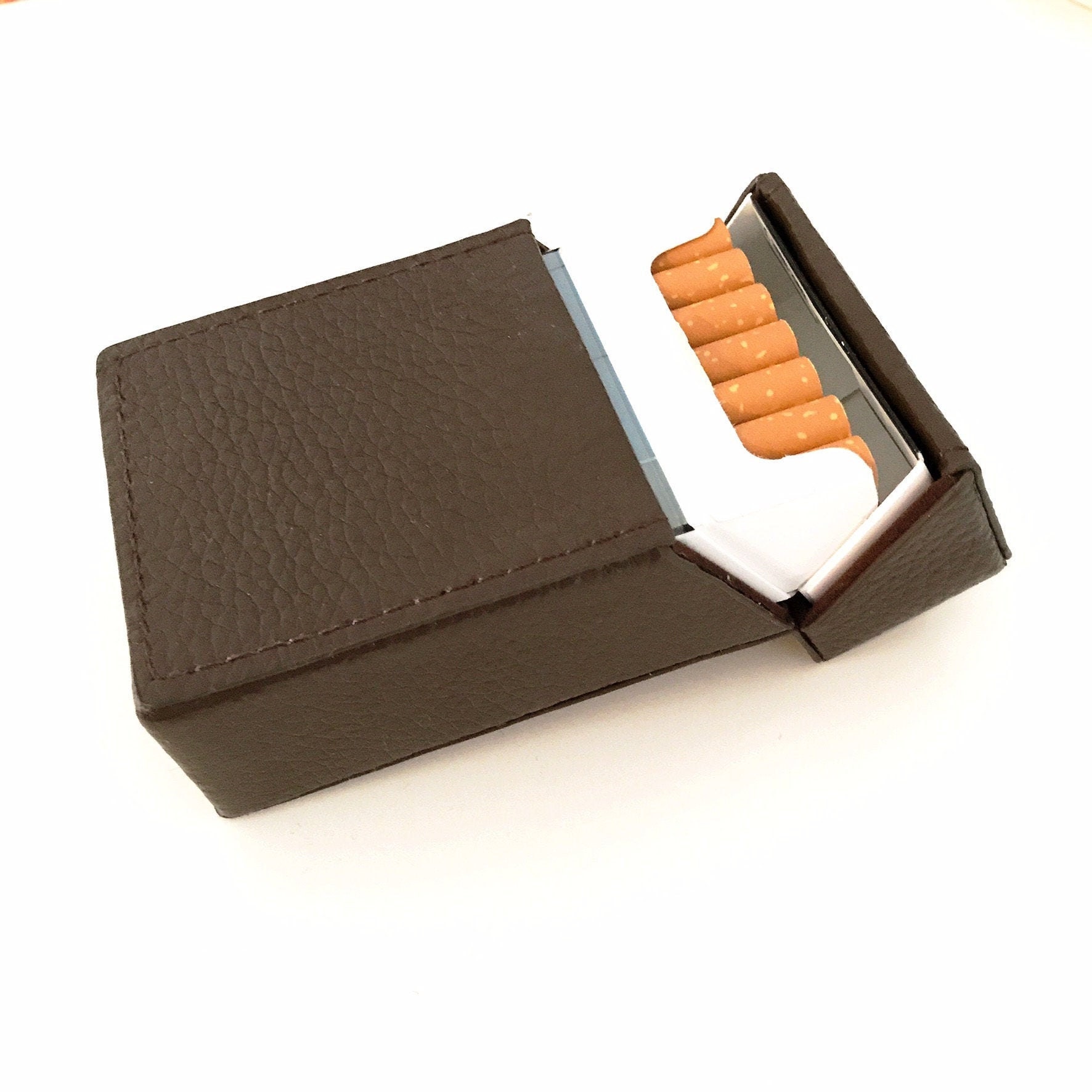 Luxury Brown Leather Cigarette Case 