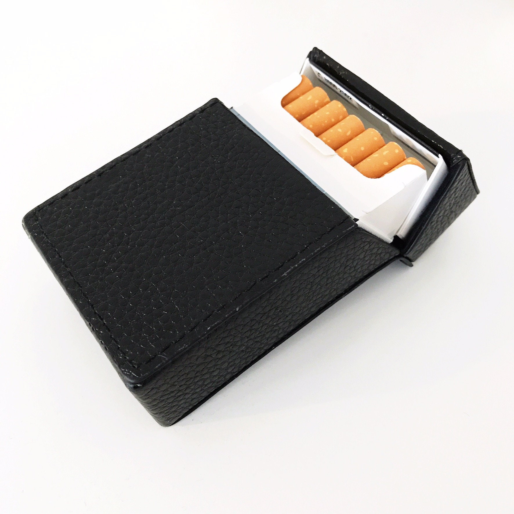 Leather Stainless Steel Cigarette Case Box - Regular Size Cigarette Pocket  Holder， One-Hand Operate Cigarette Case for Men and Women (Gray) :  Amazon.in: Clothing & Accessories