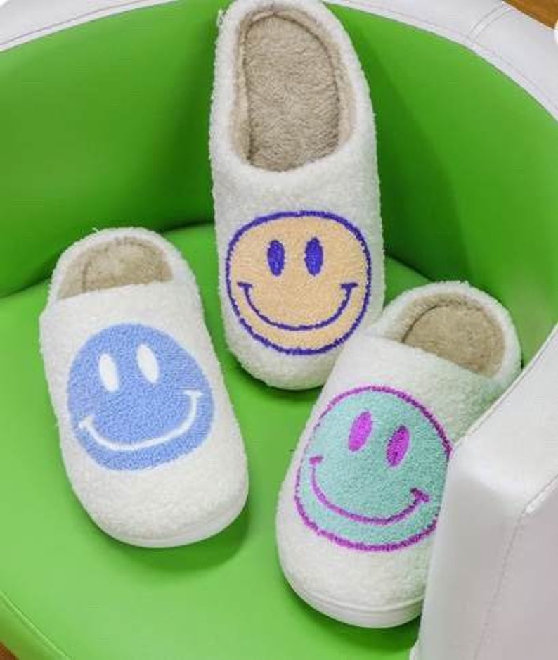 Smiley Face Slippers/ Smile Slippers/ Happy Face Slippers/ Etsy