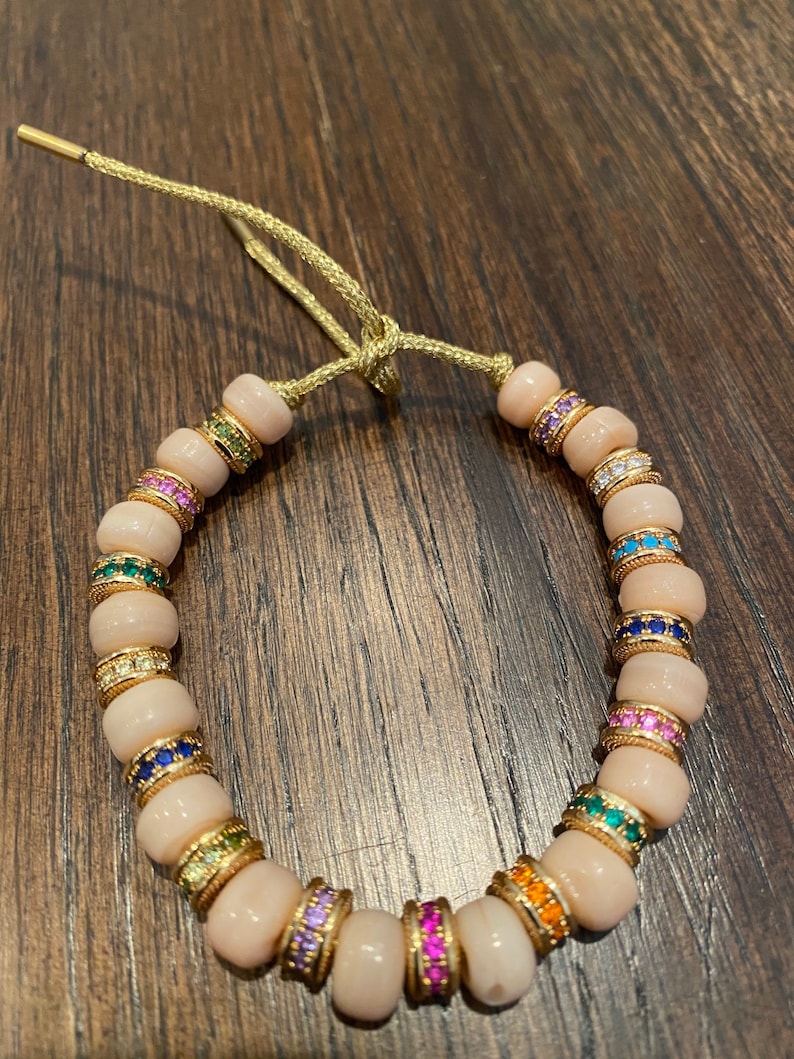 Summer 2020 Trend Large Colorful Beads Glass Pony Beads Big Rainbow Bead Bracelet,tie on Bracelet