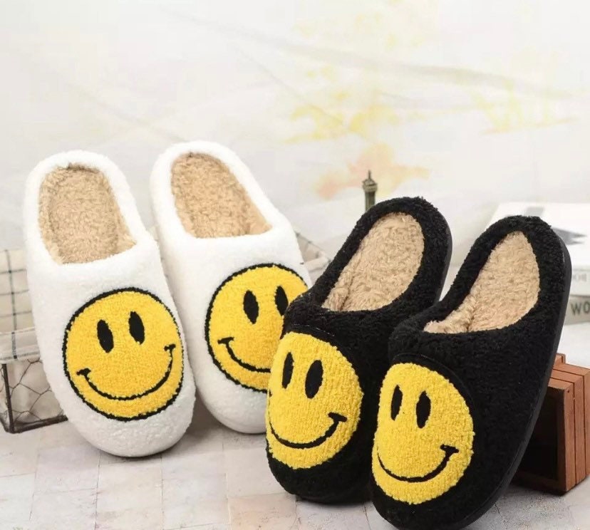 smiley face slippers etsy