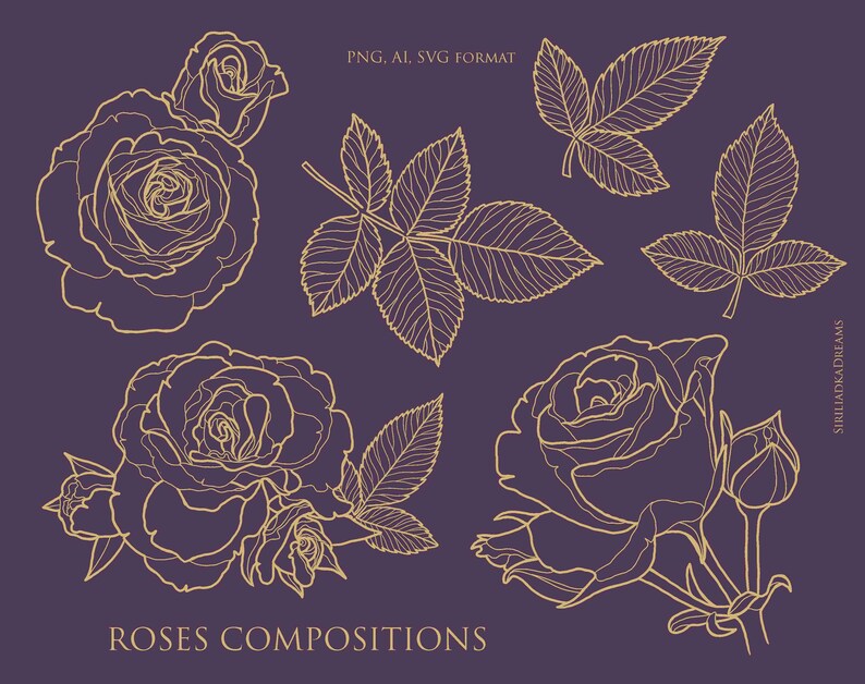 Download Svg Png Botanical Line Art 22 Types Vector Flower Illustration Clipart Digital Flower Print Individual Wedding Golden Roses Ai Clip Art Art Collectibles Jewellerymilad Com