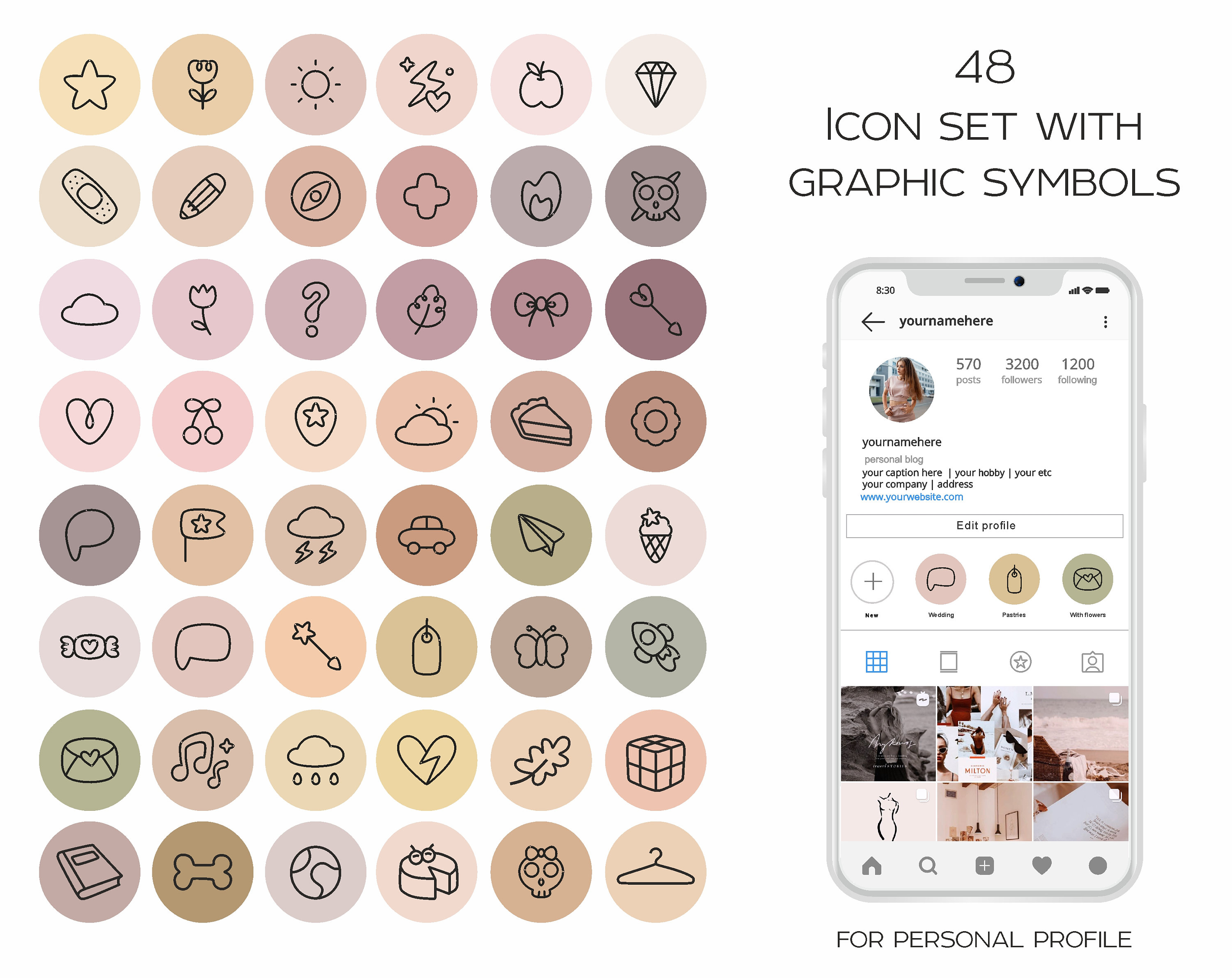 Beige shades Instagram Story Highlight Icons iOS App Icons | Etsy