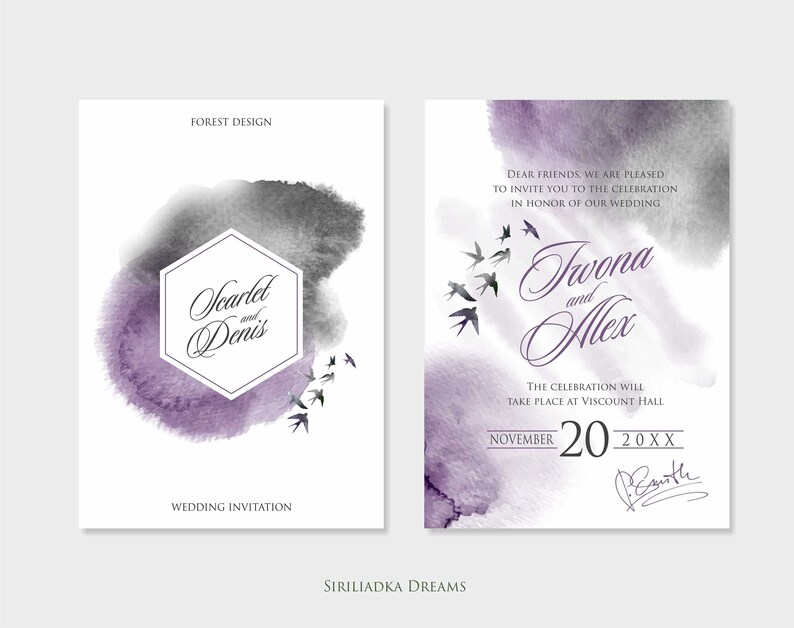 Watercolor Backgrounds PNG Abstract Texture Mystical black and dusty purple watercolor stains Wedding Clipart Clipart Splashes