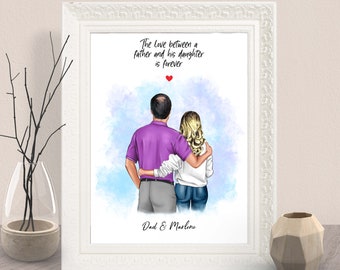 Personalized Gift For dad-FATHERS DAY PRESENT Dad Print From Daughter Birthday Gift For Daddy, Papa, Grandpa, Granddad Portrait Father's Day