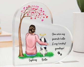 Owner and Pet Custom Print, Pet remembrance gift, Heart Acrylic Block, Pet Loss Sympathy Present, Dog, Cat Memorial, Christmas Keepsake Gift