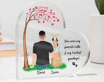 DOG REMEMBRANCE GIFT-Pet loss heart acrylic plaque-Dog Memorial-Pet Loss Sympathy Present-Male Keepsake Memory Gift father's Day 2025 Gift
