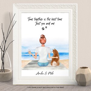 CUSTOM DOG OWNER gift-Personalised handmade pet print-Custom family pet portrait-Personalized Dog family print-Dog and Owner Gift-Dog Lovers