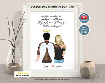 Personalized DAD MEMORIAL PRINT-Custom Gift for Daughter-Remembrance Gift-Dad In Heaven-Family Loss Gift-Daughter Christmas Gift-Dad Loss