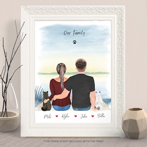 PERSONALIZED HANDMADE CAT Print-Custom Cat Owner Gift-Custom Family Pet Portrait-Cat And Owner Gift-Cat Lovers Gift-Our Family Print Gift