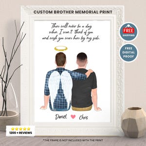 LOSS OF BROTHER-Personalized Memorial Print-Siblings In Loving Memory Wall Art-Brother in Heaven Remembrance Gift-Father&#39;s day gift for Dad