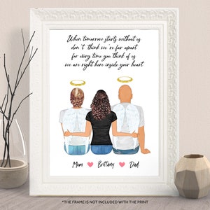 PERSONALIZED MEMORIAL GIFT-Family Memorial Print-Mom Dad memorial-Gift for Daughter-Loss of Parents-Daughter Christmas Gift-Remembrance Gift