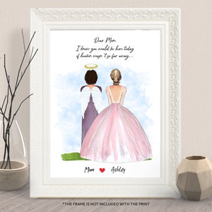CUSTOM FAMILY MEMORIAL Print-Mother Of The Bride Memorial Portrait-Mom And Bride-In Loving Memory Of Mother Bride Wedding Gift-Remembrance
