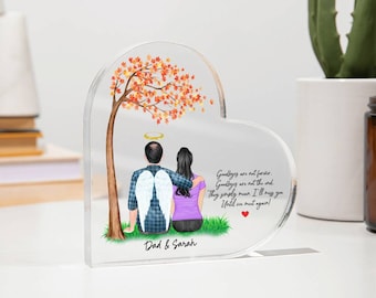 Personalized Memorial Heart Acrylic Plaque-Dad Memorial Christmas Gift for daughter-In Loving Memory Plaque-father's Day Heart Acrylic Sign