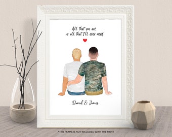 Personalised GAY COUPLE PRINT-Gay couple engagement gift-Gay couple anniversary gift-Gift for fiancé-Custom couple wall art-Christmas gift