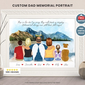 FAMILY MEMORIAL PRINT-Custom Memorial Print-Personalized Christmas Present for Loss Of Dad,Grandad,Grandpa Remembrance Gift-Bereavement Gift