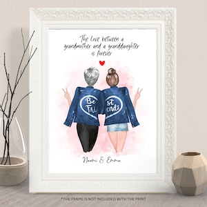 Personalized Grandma Print-Custom Grandma And Granddaughter-Grandma Birthday Gift-Best Friend Gift-Mother's Day Nanny Gift-Grandparent Gift