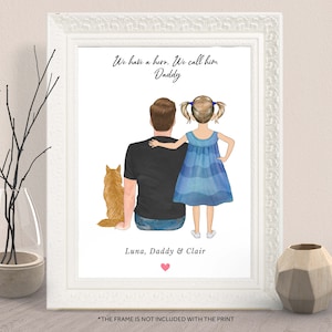 Dad & Daughter Portrait Art, Personalized Dad Gift, Gift for Dad, Father Daughter Art, Custom Family Portraits, uncle fathers Day 2025 Gift