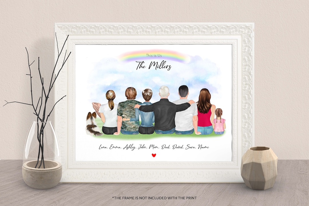Personalized Family Wall Art-custom Family Illustration Gift-family ...