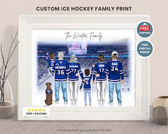 PERSONALISED HOCKEY PRINT-Custom Hockey Family, Hockey Mom, Hockey Dad, Gift for Him-Hockey Jersey Shirt Christmas Gift for Hockey Fan