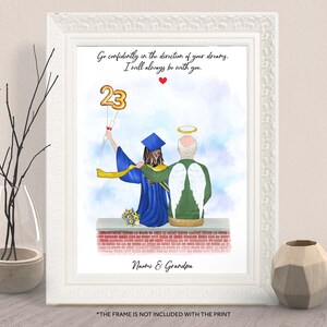GRANDPA GRANDDAUGHTER GRADUATION Print-Remembrance Gift-Custom Graduation Memorial Portrait-Proud Grandpa, Dad-Graduation Gift For Daughter