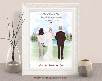 Personalized PARENTS OF The BRIDE Print Gift-Wedding Thank You Gift For Mom And Dad-Mother Of Bride, Father Of Bride Print-Wedding Keepsake