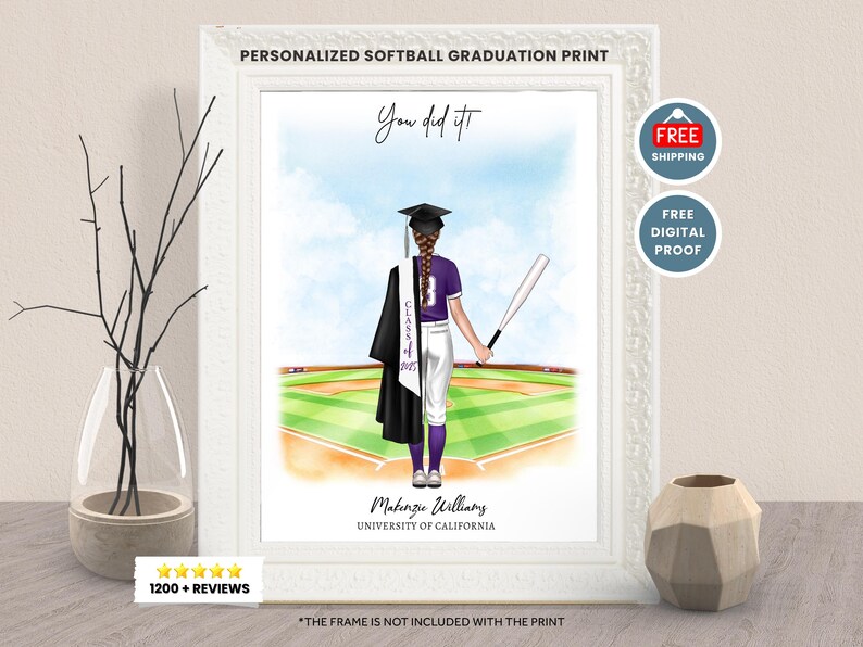 Personalized SOFTBALL GRADUATION PRINT for Graduating Daughter Softball ...