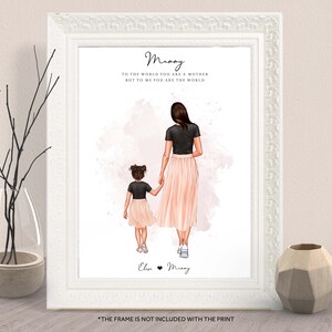 MUM GIFT-DAUGHTER Gift-Mum Birthday Gift-Mum And Daughters Print-Wall Art Of Mother Toddler-Mothers Day Custom Family Portrait Grandma Gift