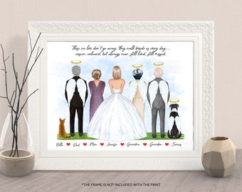 CUSTOM Parents Of The Bride And Groom Print-WEDDING MEMORIAL Print-Family Memorial Portrait-Dad, Father Of The Bride, Grandpa In Heaven Gift