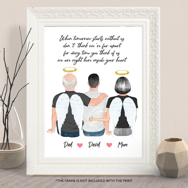 CUSTOM PARENTS MEMORIAL Print-Family Memorial Print-Personalized Remembrance Print-Mom Dad In Heaven-Mom And Dad Bereavement Print-Miss You