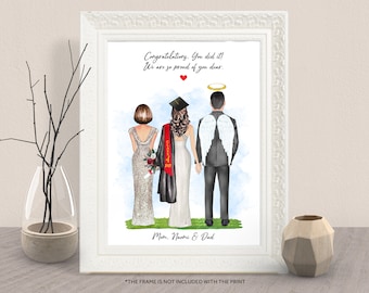 PERSONALISED GRADUATION Proud Of You MEMORIAL Print Gift-Graduated Daughter Son Memorial-Proud Parents Of Grad-Dad In Heaven-Angel Wing Halo