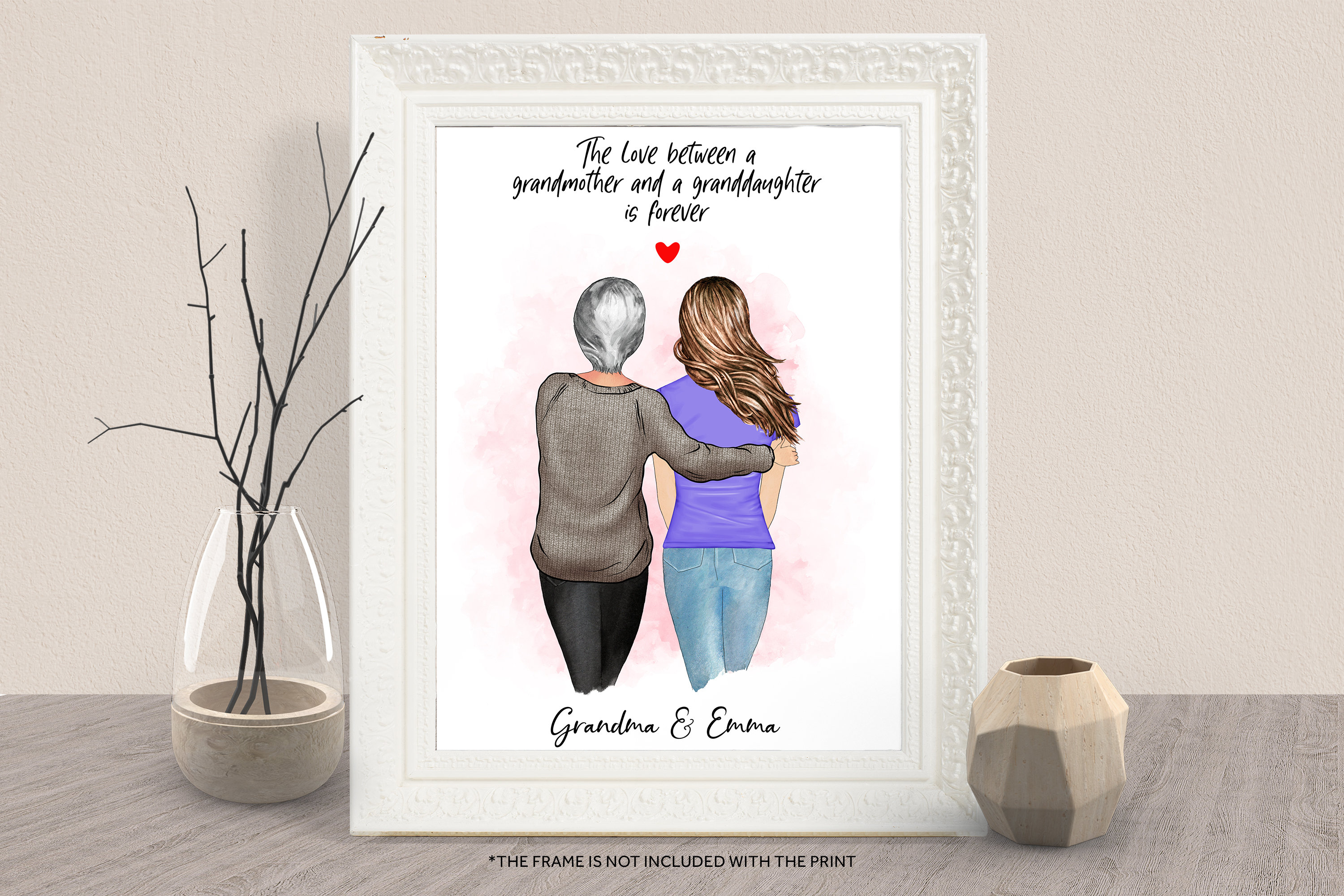 Custom GRANDMOTHER & GRANDDAUGHTER Art Portrait-personalized