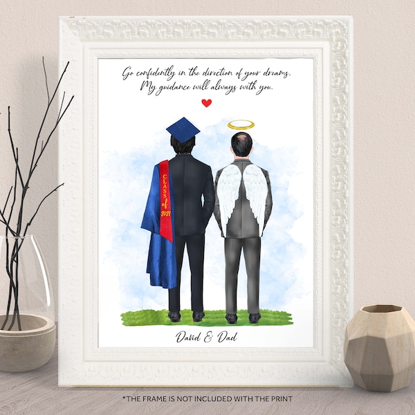 GRADUATION MEMORIAL PRINT Gift-Personalised Remembrance Gift-Male Grad Son Gift-Proud Grandpa, Dad Gift For Grandson, Best Friend, Brother