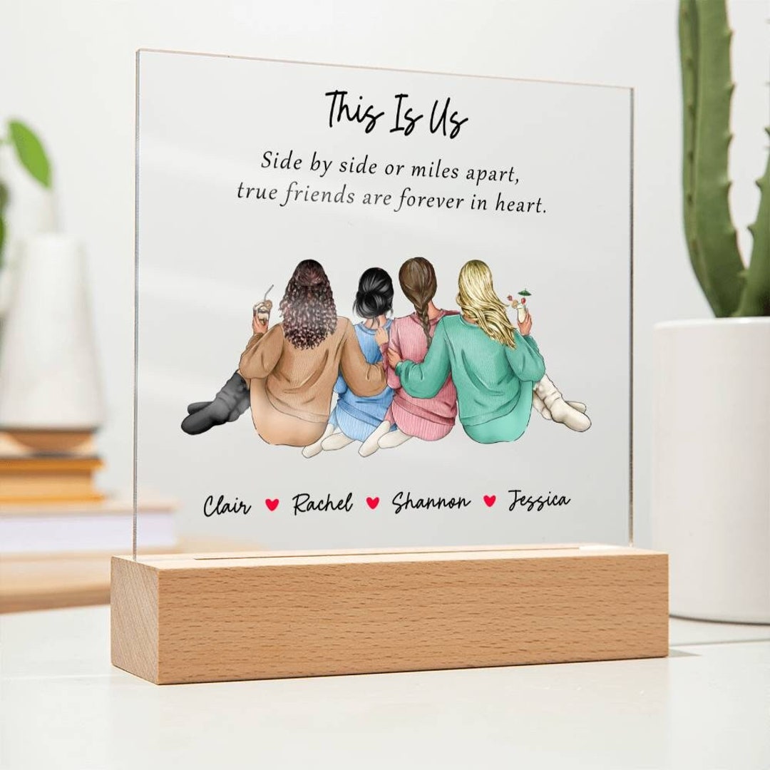 Best Friends Personalized Acrylic Plaquecustom 4 Friends Portrait Gift