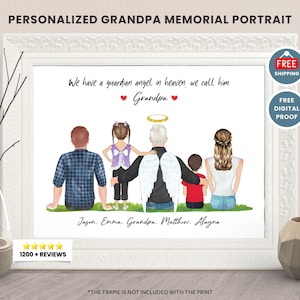 GRANDPA MEMORIAL PRINT, Digital-Deceased Grandparent Memorial Print Christmas Gift-Grandpa and Grandchildren-Loss of Grandpa-Dad In Heaven