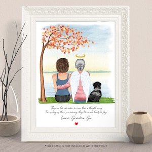 Personalized Grandma Granddaughter Memorial Print-In Loving Memory Of Grandma,Granny,Nana-Angel Grandma Daughter Pet Print-Father&#39;s day gift