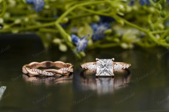 Twisted band engagement hot sale ring princess cut