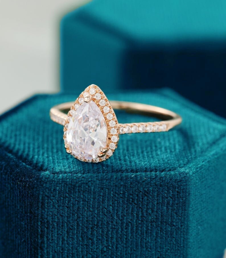 Classic 14K Gold Engagement Ring2.3 CTW Pear Moissanite Etsy