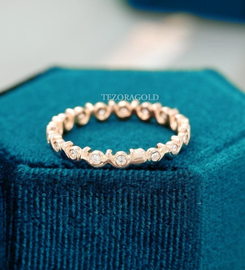 Full Eternity Wedding Band Women Moissanite Wedding Band Etsy