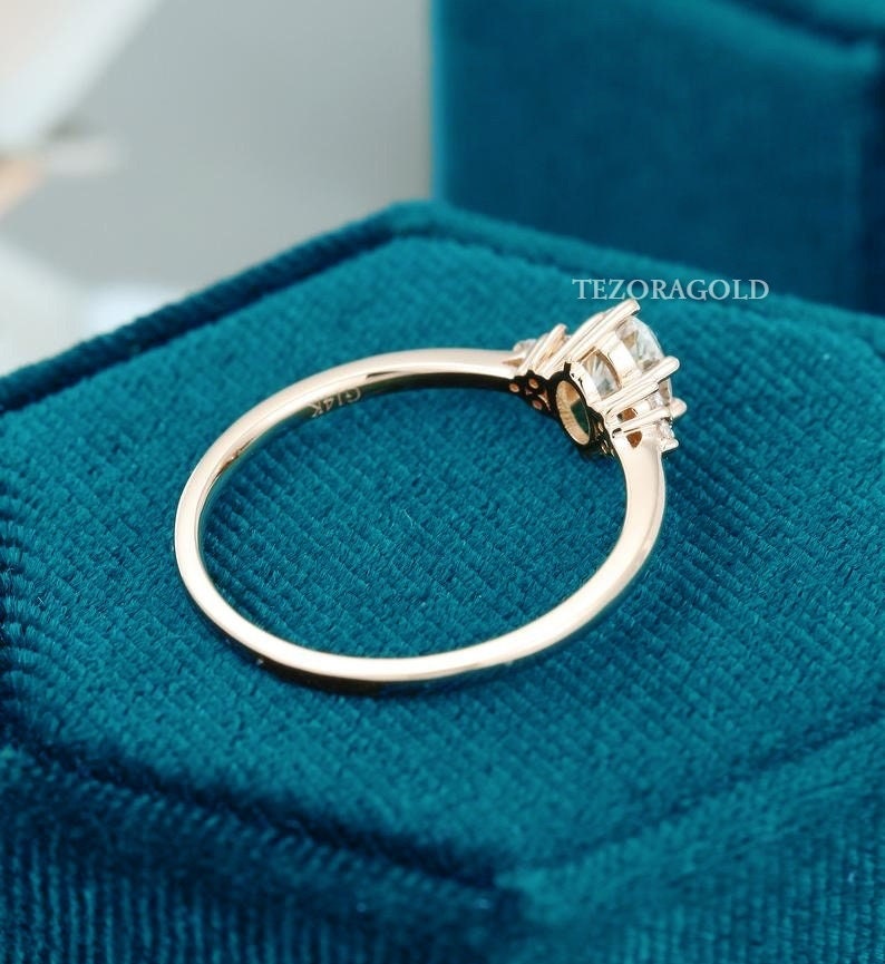 Oval cut Moissanite Diamond Art Deco Engagement Ring Rose gold | Etsy