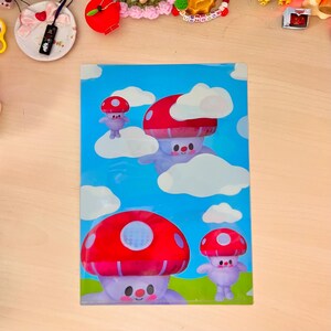 クリアフォルダー、ファイルフォルダー、かわいいフォルダー、キノコフォルダー、オフィスフォルダー、キノコアート、かわいいオフィス用品、かわいい文房具