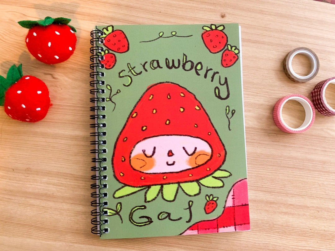Spiral Notebook , Strawberry Notebook , Lined Notebook , Strawberry