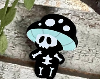 Skeleton Mushroom Pin , Skeleton Enamel Pin , Hard Enamel Pin , Halloween Pin , Goth Accessories , Halloween Art , Goth Pin , Enamel Pin