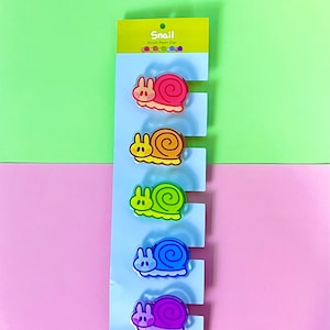 Snail Acrylic Clips , Stationery Clips , Paper Clips , Stationery Set , Snail Art , Cottagecore Office , Kawaii Stationery , Office Gift