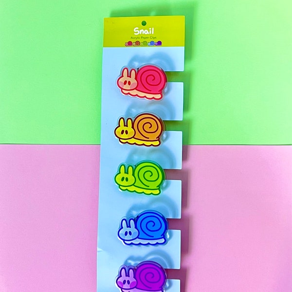 Snail Acrylic Clips , Stationery Clips , Paper Clips , Stationery Set , Snail Art , Cottagecore Office , Kawaii Stationery , Office Gift