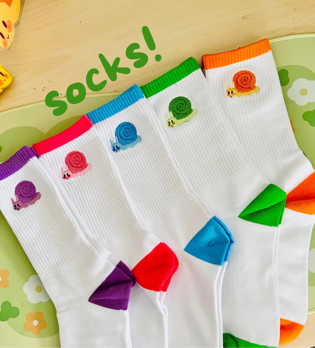 Snail Socks , Embroidered Socks , Cottagecore Fashion , Cute Socks