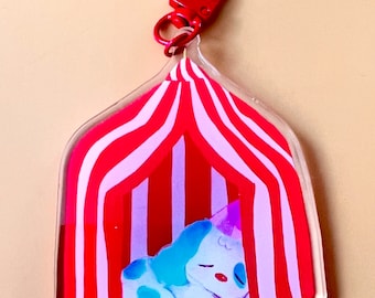 Clown Keychain , Dog Art , Clown Accessories. Acrylic Keychain , Dog Keychain , Clowncore Art , Kawaii Keychain