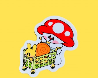 Mushroom Sticker , Snail Sticker , Vinyl Sticker , Waterproof Sticker , Cottagecore Sticker , Cute Art , Cottagecore Art , Mushroom Decal