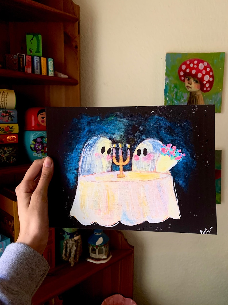 Ghost Art , Art Print , Gothic Art , Halloween Art , Spooky Decor , Gothic Decor , Halloween Gift , Ghost Decor , Couples Gift , Cute Gift image 2